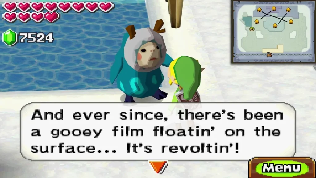 Noko explaining that a gooey film has been floating on the spring since an Ice Chu Chu fell in Noko explaining that a gooey film has been floating on the spring since an Ice Chu Chu fell in