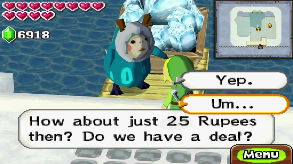 Noko offering to sell the Mega Ice for 25 Rupees, with Yep and Um choices on screen Noko offering to sell the Mega Ice for 25 Rupees, with Yep and Um choices on screen