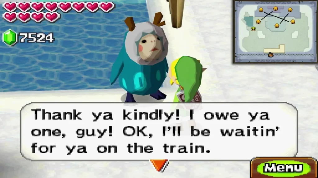 Noko thanking Link and saying he will wait for him on the train Noko thanking Link and saying he will wait for him on the train
