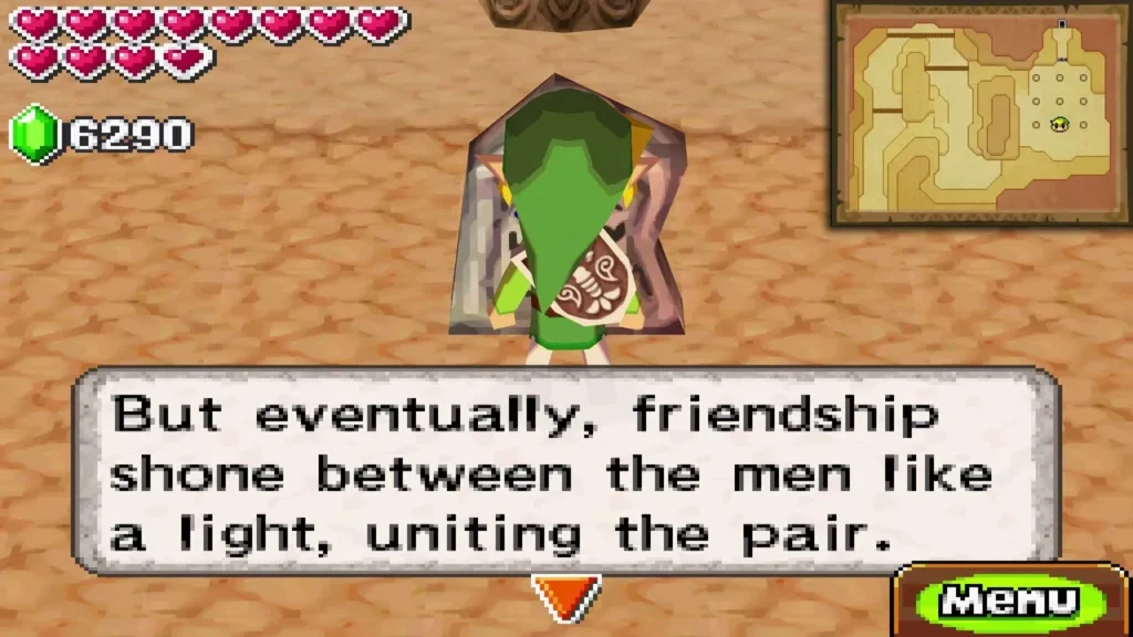 Link reading the tablet's line that friendship shone between the men like a light Link reading the tablet's line that friendship shone between the men like a light