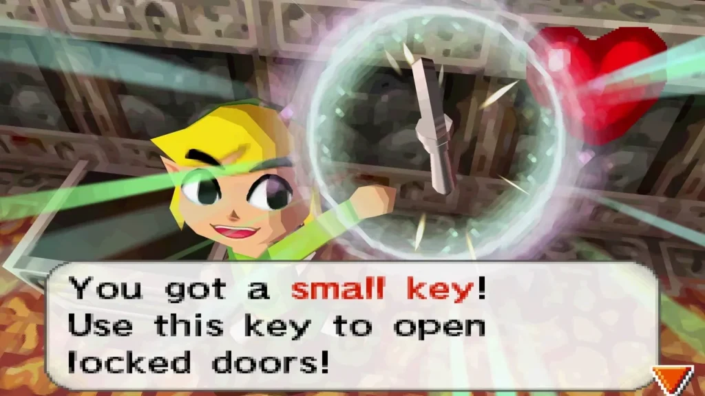Message that Link got a small key, with the message that it opens locked doors Message that Link got a small key, with the message that it opens locked doors