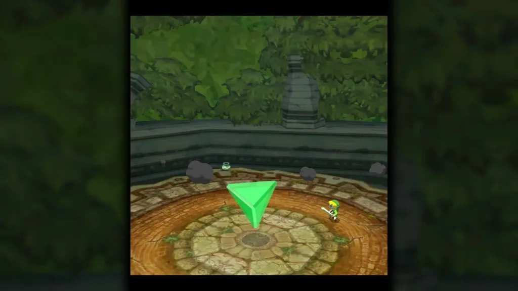 The large green Force Gem lying in the arena after Stagnox falls The large green Force Gem lying in the arena after Stagnox falls