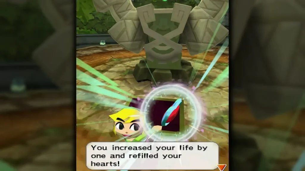 The Heart Container message says Link life went up by one heart and his hearts are refilled The Heart Container message says Link life went up by one heart and his hearts are refilled