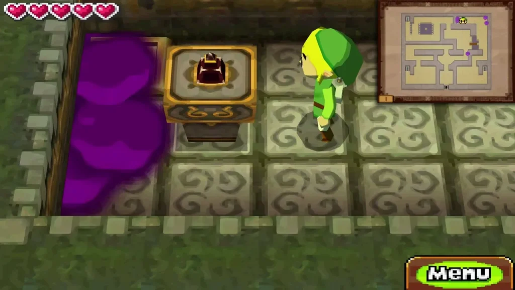 Link approaching the stamp station on the first floor of the temple Link approaching the stamp station on the first floor of the temple