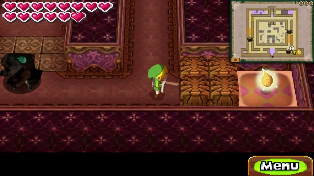 Link on Floor 18 of the Tower of Spirits with the first Tear of Light on its pedestal in the corner Link on Floor 18 of the Tower of Spirits with the first Tear of Light on its pedestal in the corner