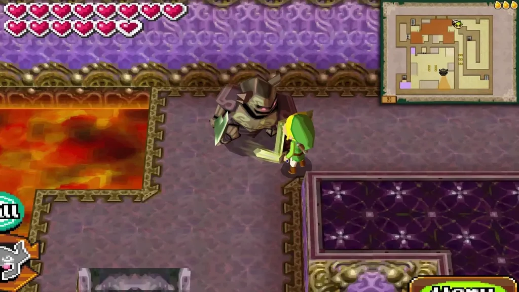 Link beside a dark Phantom at the edge of the lava room on Floor 20 Link beside a dark Phantom at the edge of the lava room on Floor 20
