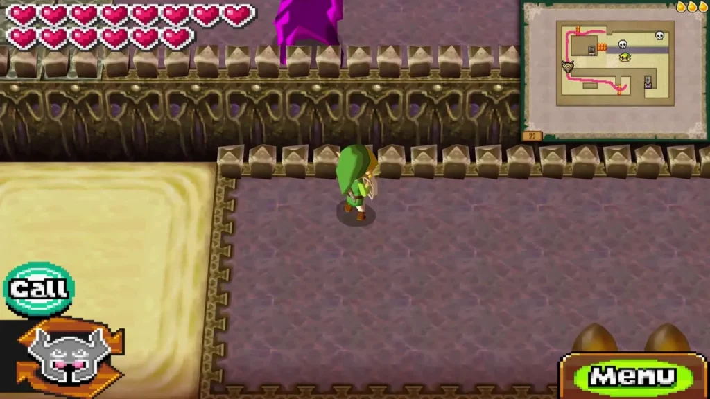 Link on Floor 22 beside a spiked wall and a yellow sand pit Link on Floor 22 beside a spiked wall and a yellow sand pit