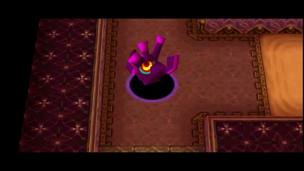 A purple clawed hand rising from a dark hole in the floor of Floor 22 A purple clawed hand rising from a dark hole in the floor of Floor 22