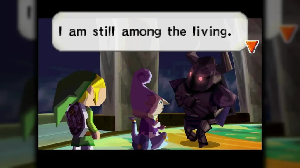 Link, the hooded Anjean and the dark armored Byrne standing together at the top of the Tower Link, the hooded Anjean and the dark armored Byrne standing together at the top of the Tower