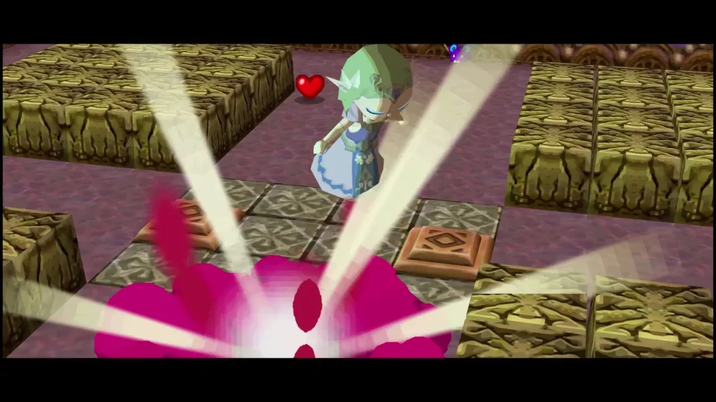 Zelda in spirit form rising out of a pink burst in the Floor 21 room Zelda in spirit form rising out of a pink burst in the Floor 21 room