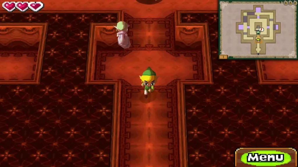 Link running back through the red carpet room after the Phantom appears Link running back through the red carpet room after the Phantom appears