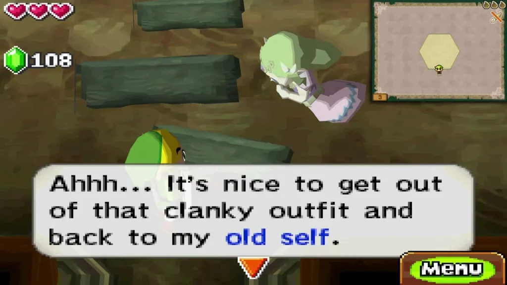 Zelda's spirit relieved to be out of the clanking armor, talking with Link Zelda's spirit relieved to be out of the clanking armor, talking with Link