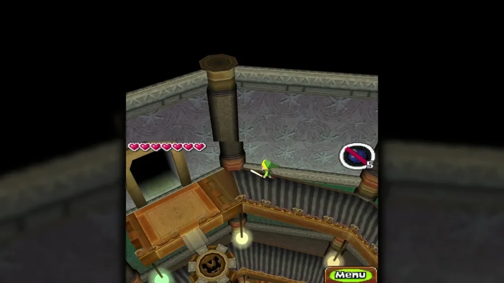 Link at the top of the spiral staircase beside a dark side doorway Link at the top of the spiral staircase beside a dark side doorway