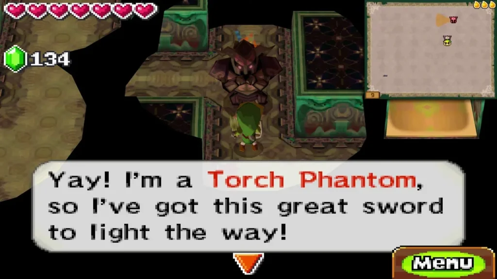 Zelda possessing a Torch Phantom beside Link as she announces her new form Zelda possessing a Torch Phantom beside Link as she announces her new form