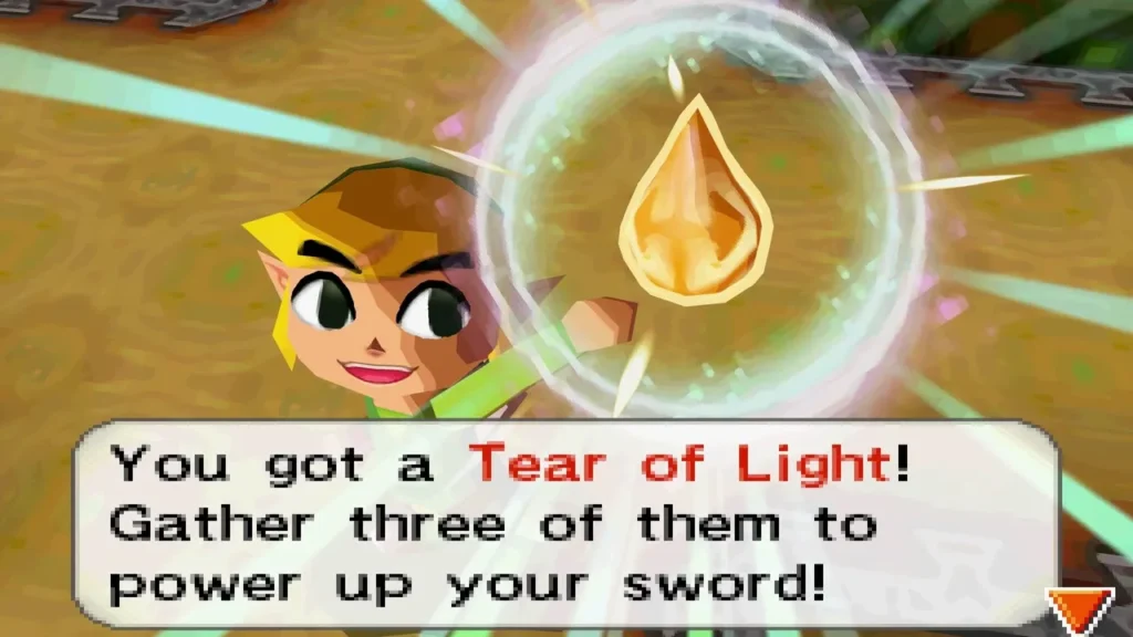 Link holding up a Tear of Light in a safe corner of floor 4