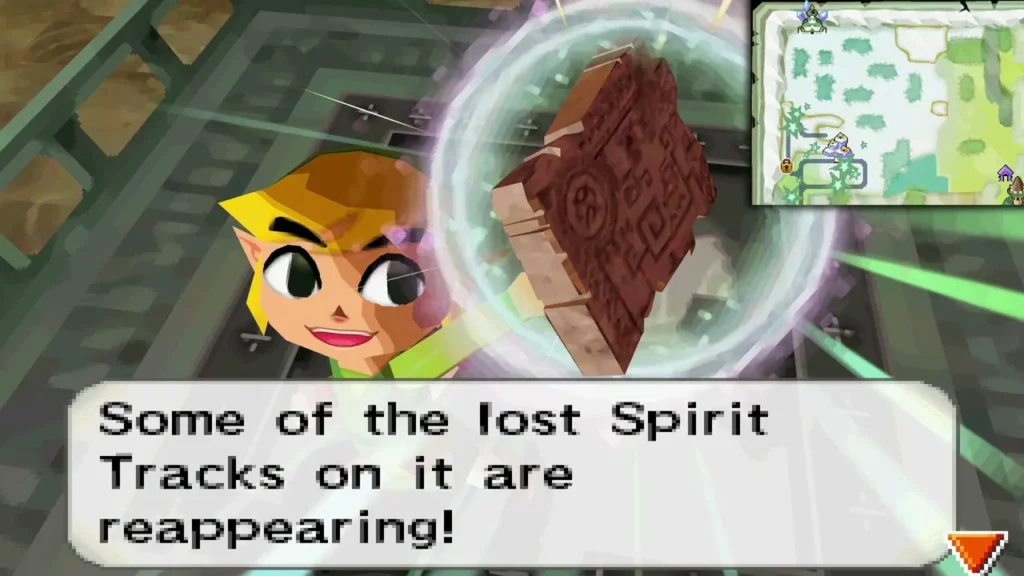 The Snow Rail Map glowing as lost Spirit Tracks reappear on it