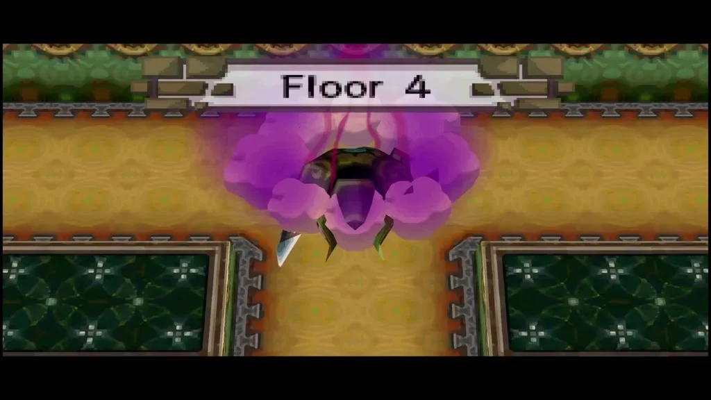 Floor 4 banner over a Phantom suit wrapped in pink mist inside the Tower of Spirits