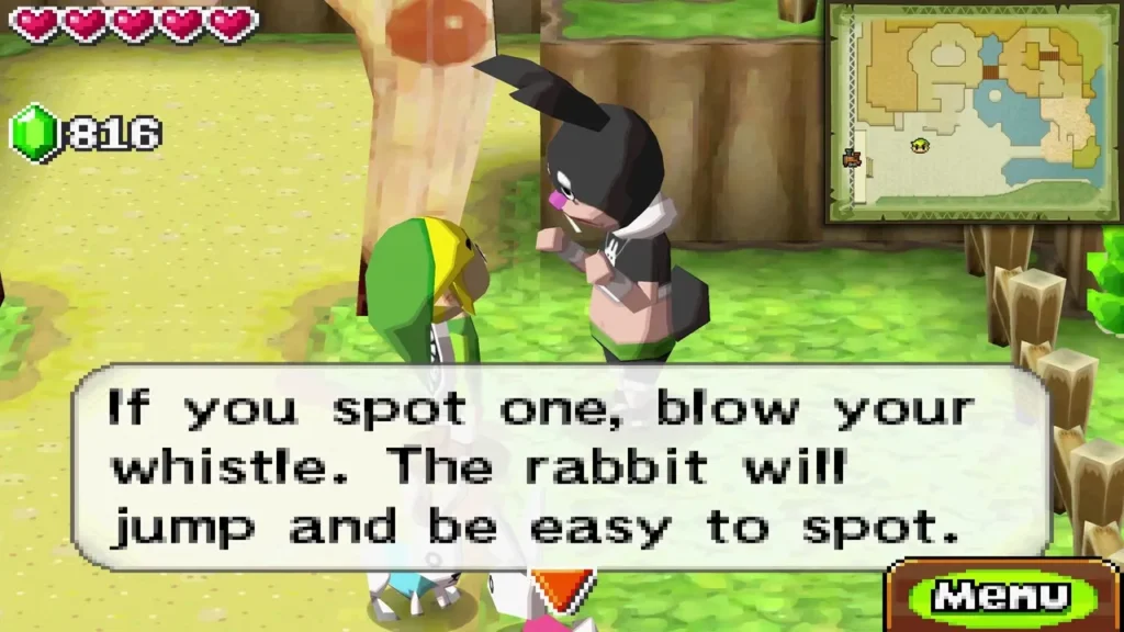 The Rabbitland Rescue hunter explains that a blown whistle makes a hiding rabbit jump into view