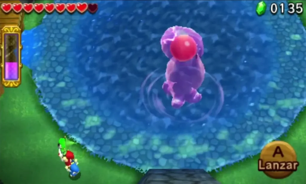 The Electric Blob Queen in the pool with her red core showing on top of her head The Electric Blob Queen in the pool with her red core showing on top of her head