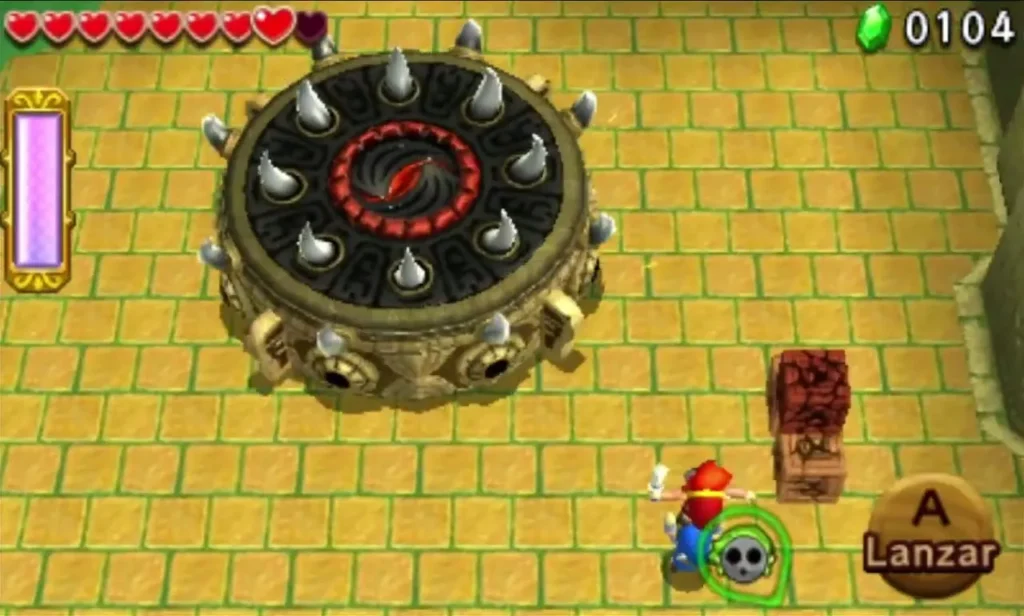 Margoma with its spikes out in the Forest Temple arena, with Link at its side Margoma with its spikes out in the Forest Temple arena, with Link at its side