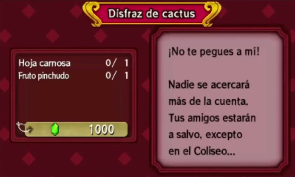Catalog page for the Cacto Clothes showing its materials, 1,000 Rupee price and description Catalog page for the Cacto Clothes showing its materials, 1,000 Rupee price and description