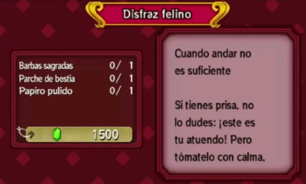 Catalog page for the Cheetah Costume showing its three rare materials and 1,500 Rupee price Catalog page for the Cheetah Costume showing its three rare materials and 1,500 Rupee price