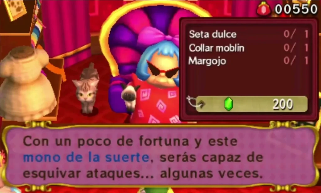 Madame Sastria on her throne praising the Lucky Loungewear, with its materials listed Madame Sastria on her throne praising the Lucky Loungewear, with its materials listed