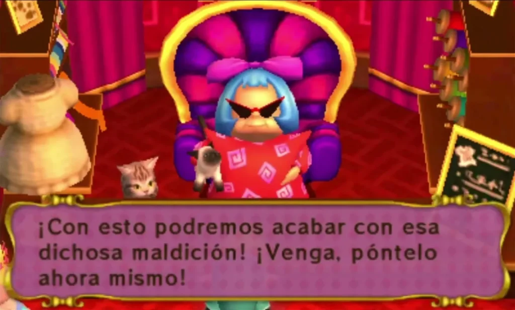 Madame Sastria in her shop urges Link to put on the Lady's Ensemble right away to lift the curse Madame Sastria in her shop urges Link to put on the Lady's Ensemble right away to lift the curse