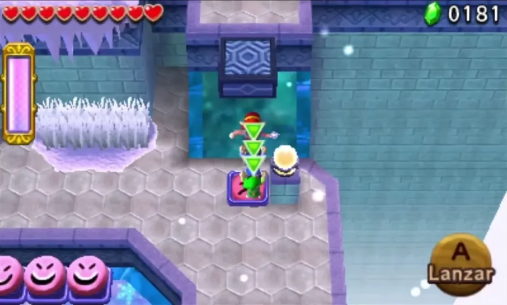 Three Links stacked in a Totem on a raised switch in Silver Shrine stage 3