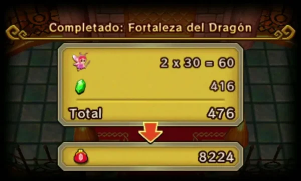 Completion results panel for Dragon Citadel with the rewards tally