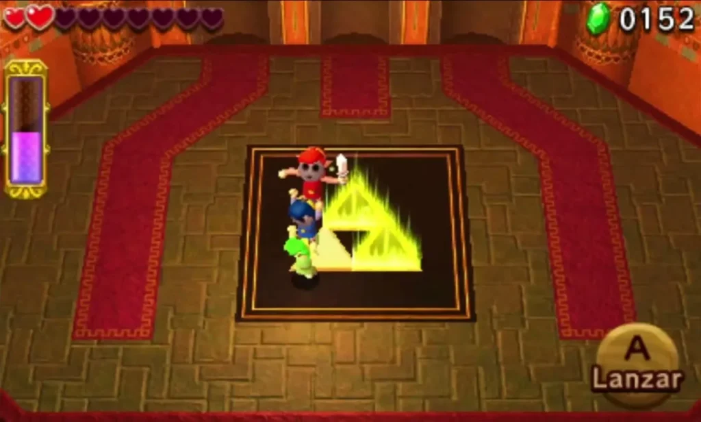 Glowing Triforce Gateway lit on the floor of Gibdo Mausoleum after the Gibdos fall