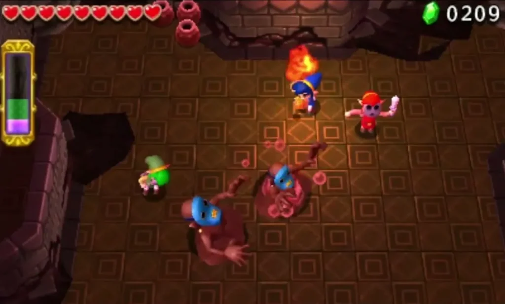 Link and Archer fight ReDead enemies in the fourth stage arena