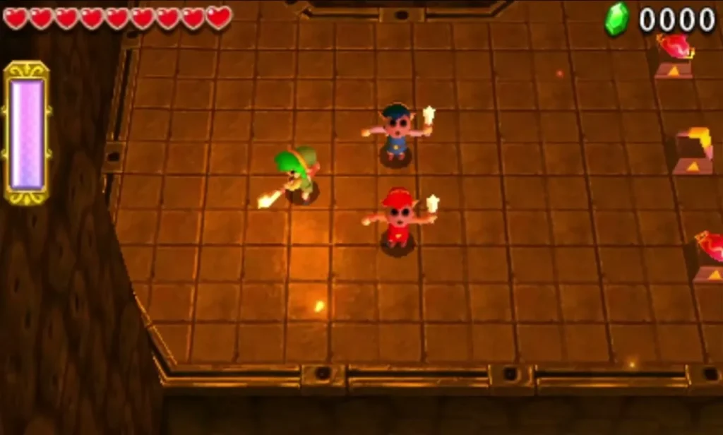 Three Links in the Den of Flames first room, with lava along the right edge Three Links in the Den of Flames first room, with lava along the right edge