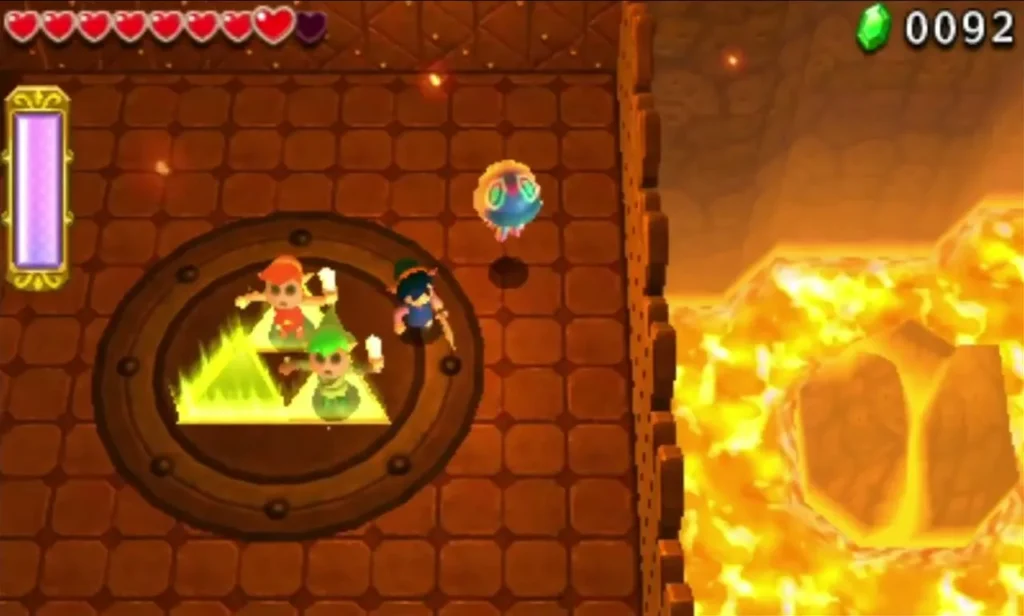 Links stand in the glowing exit circle at the end of Fire Temple stage 3 Links stand in the glowing exit circle at the end of Fire Temple stage 3