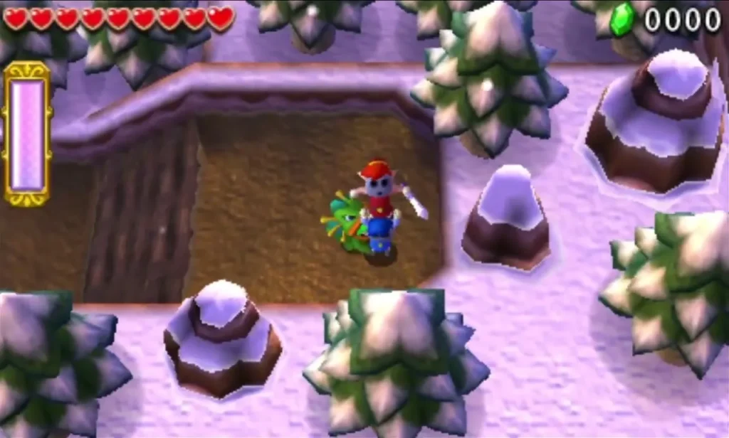 Link stands in the snowy Frozen Plateau at the start of its first stage Link stands in the snowy Frozen Plateau at the start of its first stage