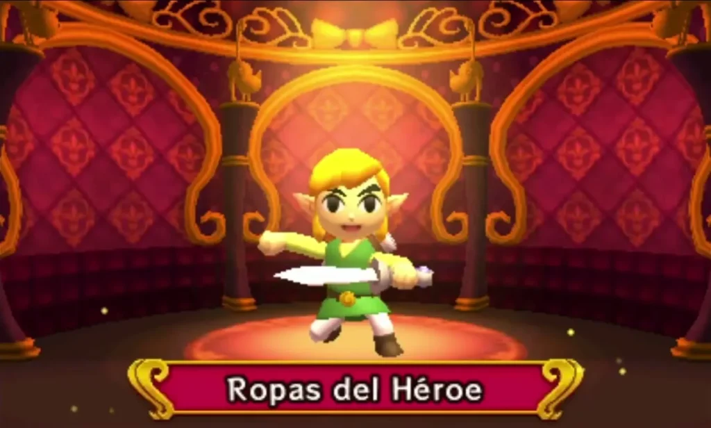 Link in the Hero's Tunic on the fitting room stage in Madame Couture's shop