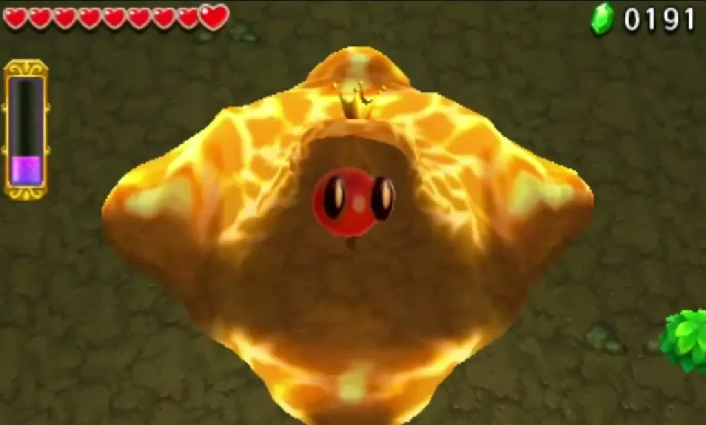 Close view of the Electric Blob King with its red core on the front