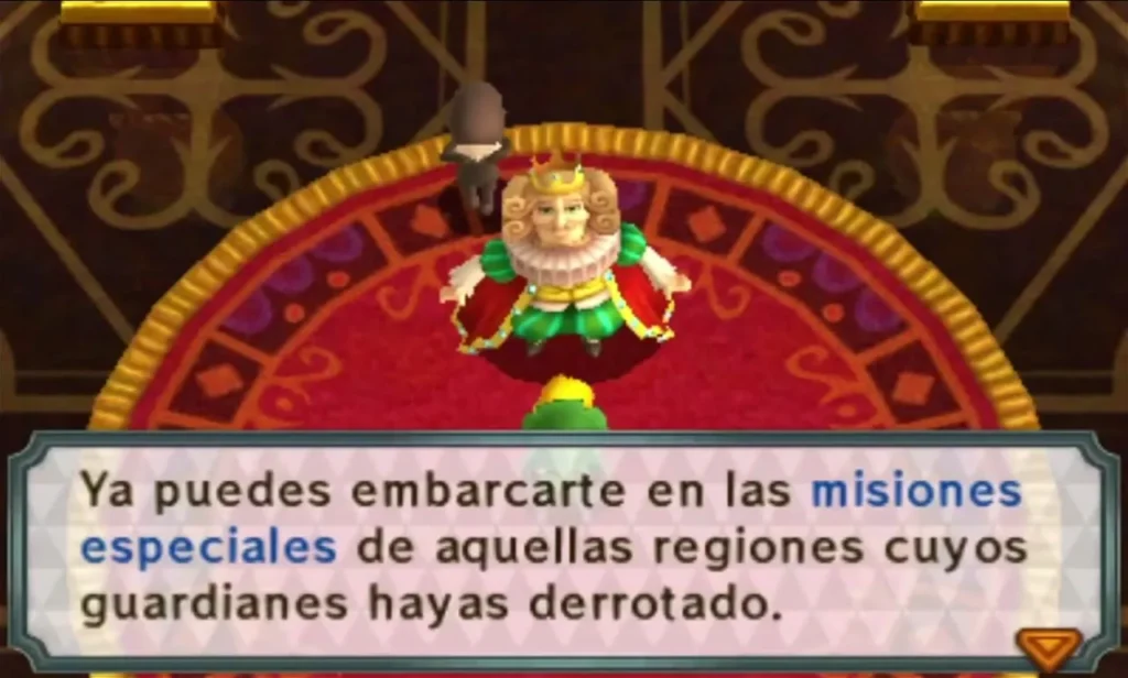 The king in the throne room says special missions open in regions whose guardians are beaten