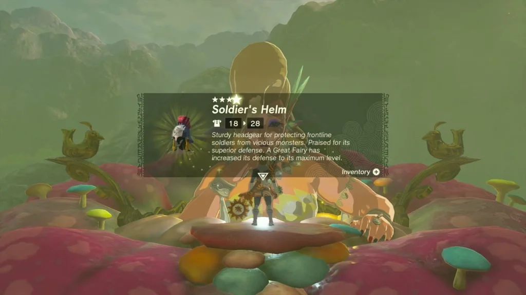 Upgraded Soldier's Helm at four stars, defense 18 raised to 28