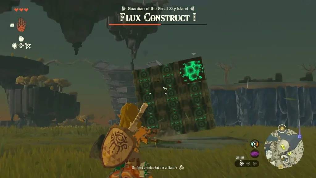 Flux Construct I core cube standing among the grassy island blocks Flux Construct I core cube standing among the grassy island blocks