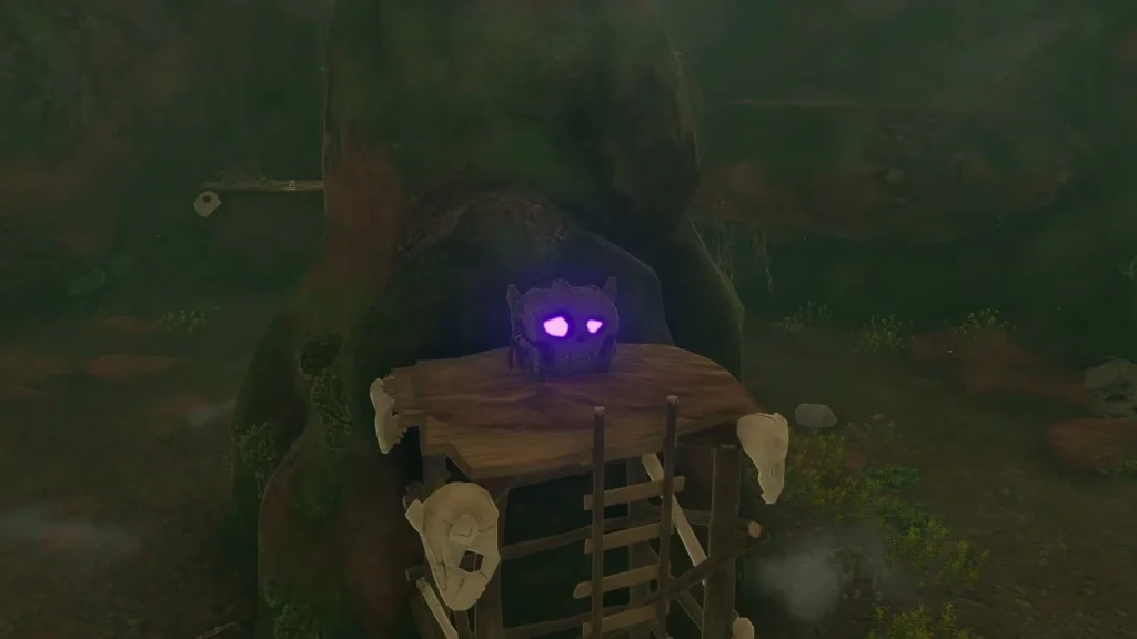 Wooden lookout tower with a ladder and a glowing purple-eyed enemy on top Wooden lookout tower with a ladder and a glowing purple-eyed enemy on top