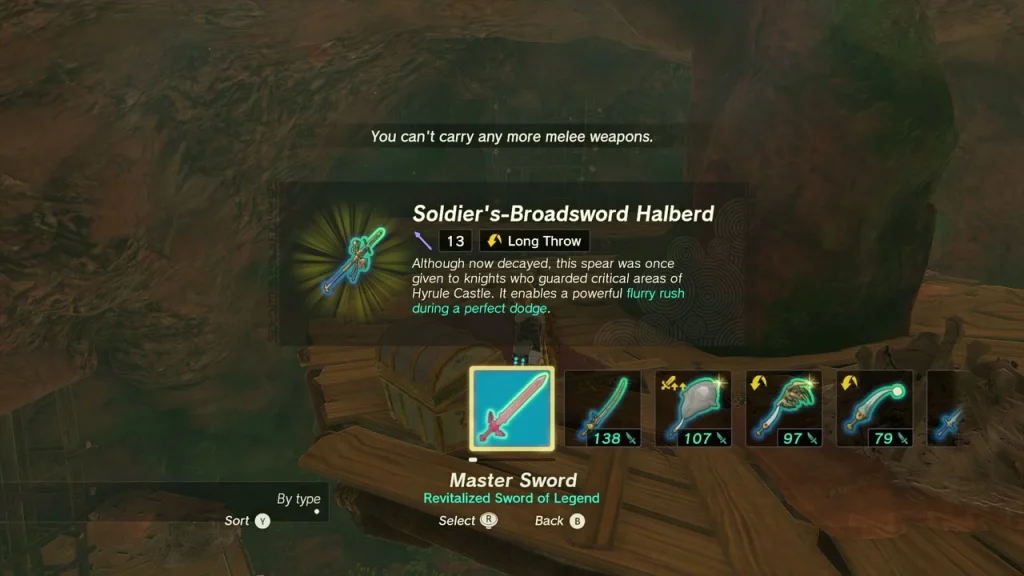 Soldier's-Broadsword Halberd item box above an open chest on the upper platform Soldier's-Broadsword Halberd item box above an open chest on the upper platform