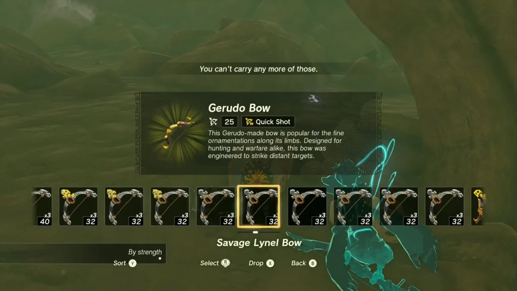 Gerudo Bow item box above the chest alcove