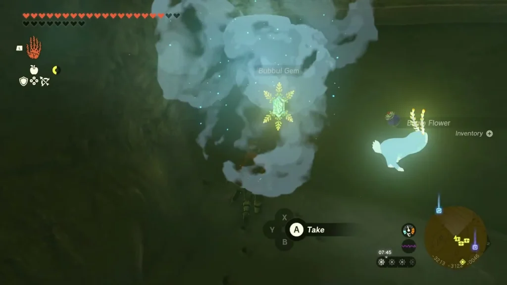 Glowing Bubbul Gem hovering in a cloud of mist with a take prompt Glowing Bubbul Gem hovering in a cloud of mist with a take prompt