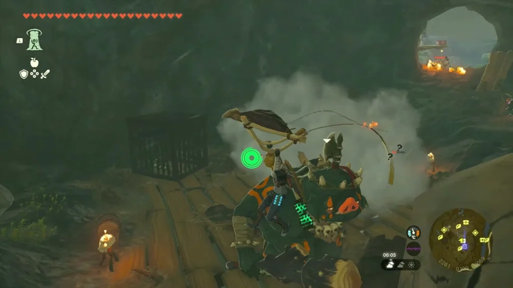 Bokoblin camp on a wooden walkway lit by torches Bokoblin camp on a wooden walkway lit by torches
