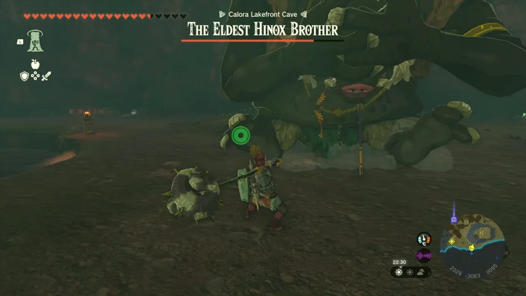 The Eldest Hinox Brother with its health bar in the central cavern The Eldest Hinox Brother with its health bar in the central cavern
