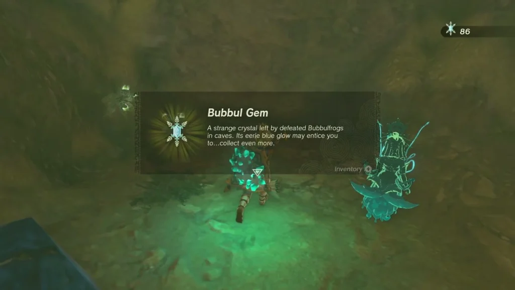 Bubbul Gem on the cavern floor with a take prompt and two Rubies Bubbul Gem on the cavern floor with a take prompt and two Rubies