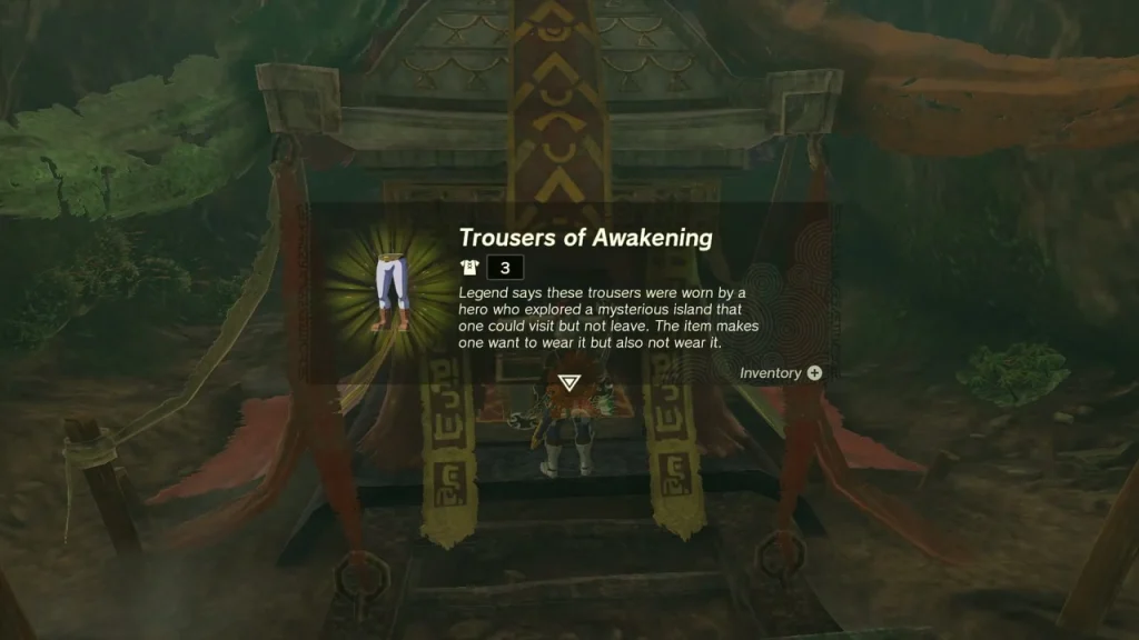 Trousers of Awakening item box in front of the opened gate