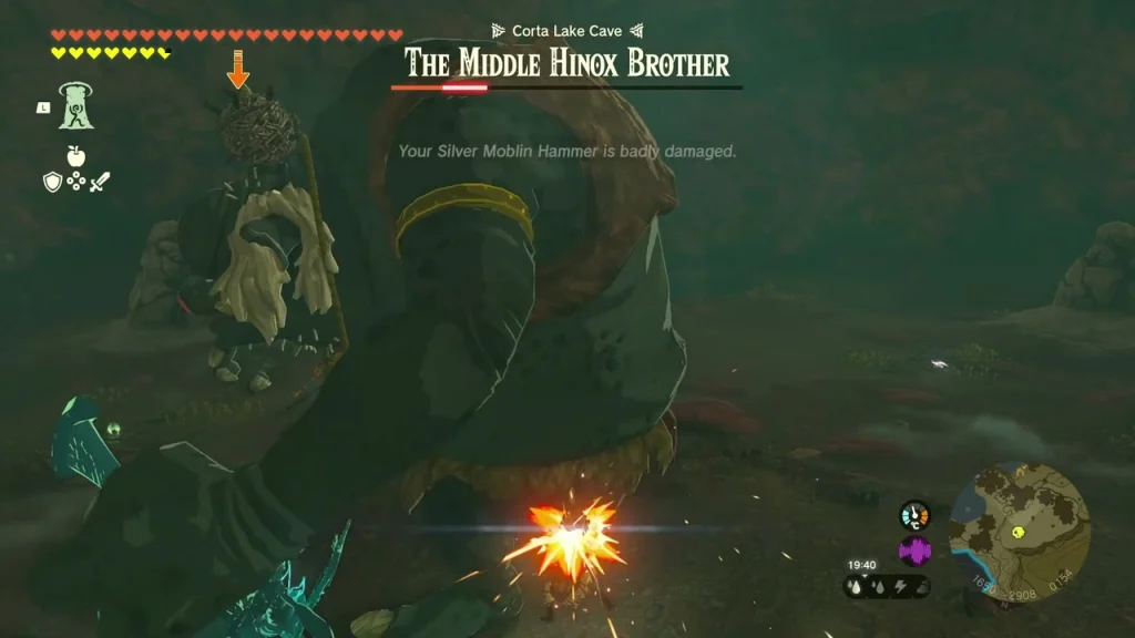 Middle Hinox Brother struck by an attack in the cave chamber Middle Hinox Brother struck by an attack in the cave chamber