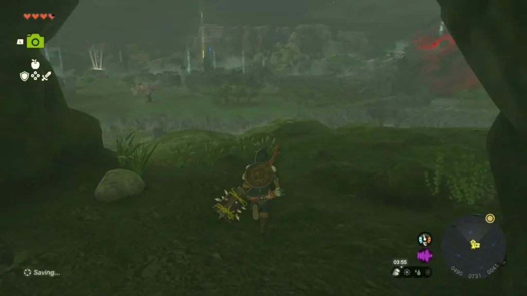 Grassland of Hyrule Field seen from the cave exit Grassland of Hyrule Field seen from the cave exit